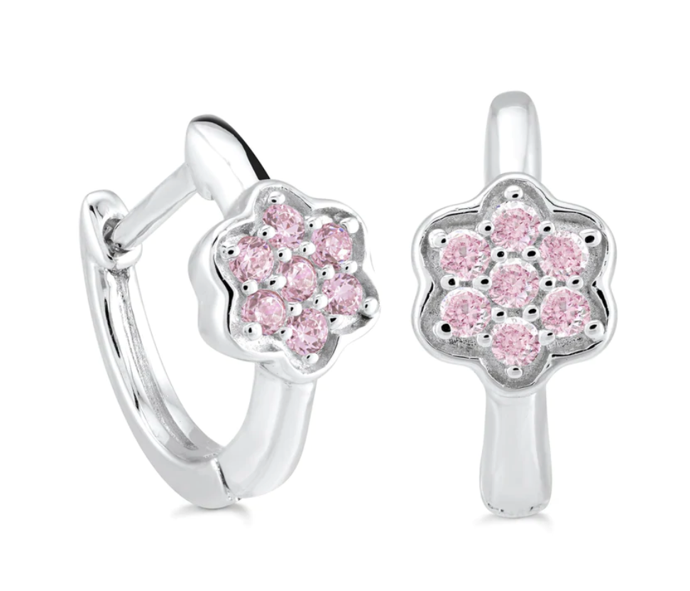 Sterling silver Flower Mini Hoops