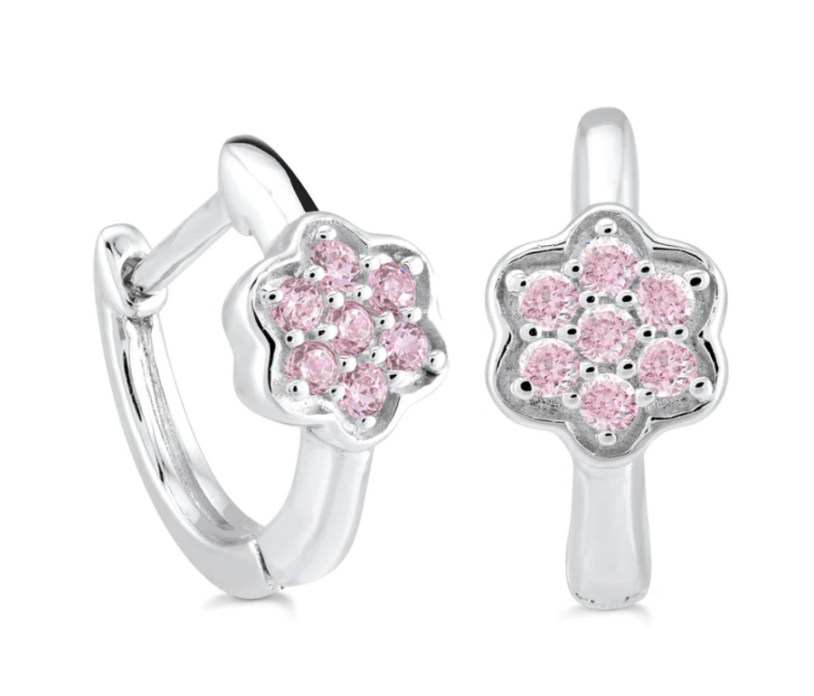 Sterling silver Flower Mini Hoops