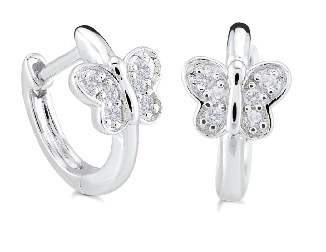 Sterling silver Butterfly Mini Hoops