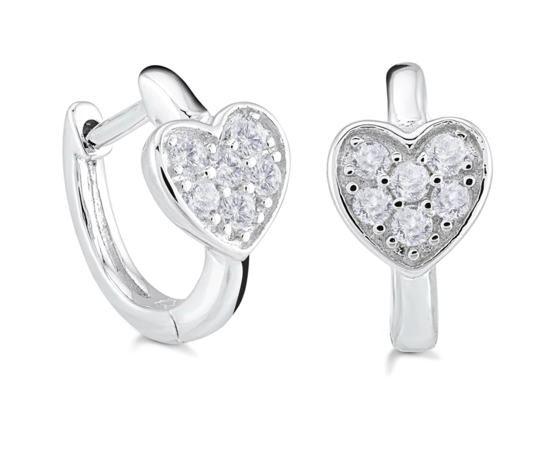 Sterling silver Heart Mini Hoops