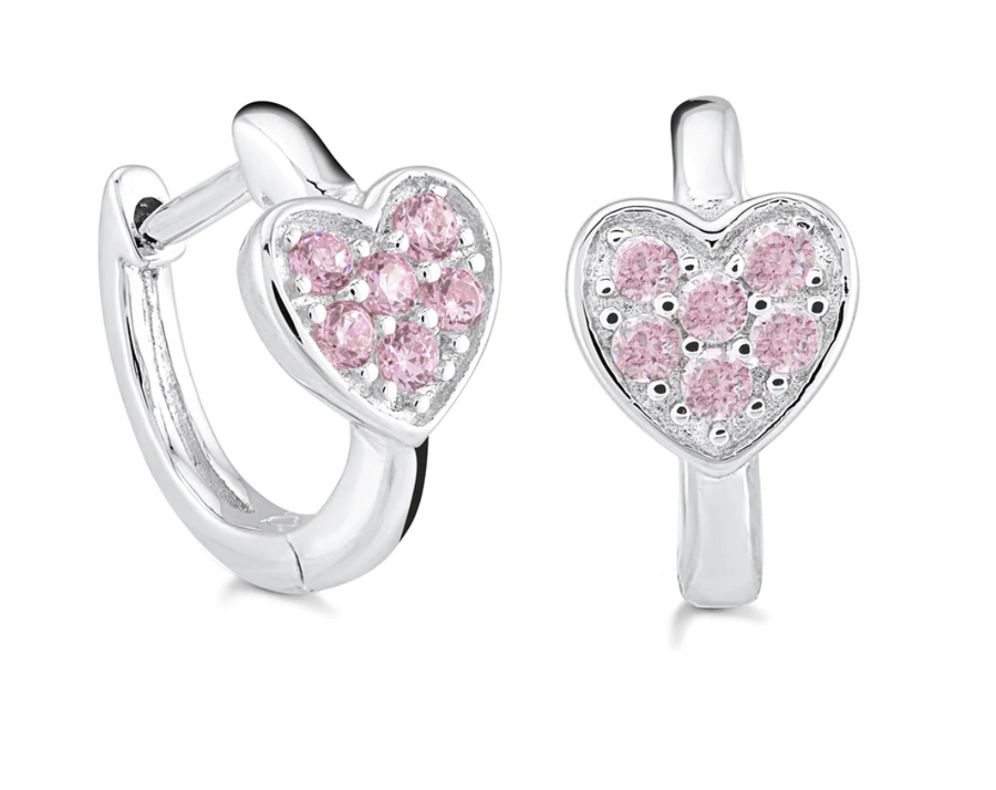 Heart Mini Hoops - White/Pink