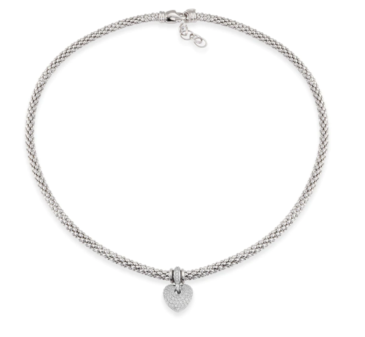 Miss Mimi Mesh Necklace with Puffed Pave Heart