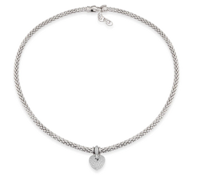 Miss Mimi Mesh Necklace with Puffed Pave Heart
