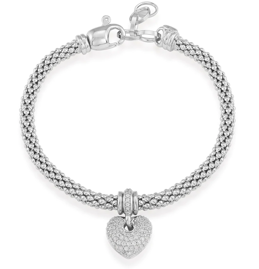 Miss Mimi Mesh Bracelet with Puffed Paved Heart