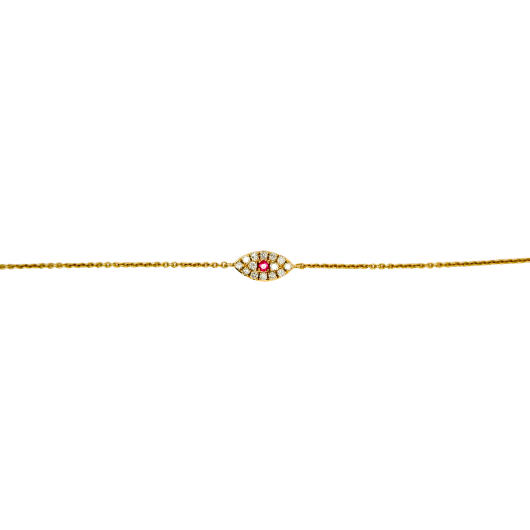 14kt gold Diamond Mini Evil Eye Bracelet