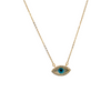 14kt gold small Evil eye with CZ border necklace