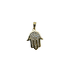 10kt Yellow gold CZ Pave Hamsa Charm