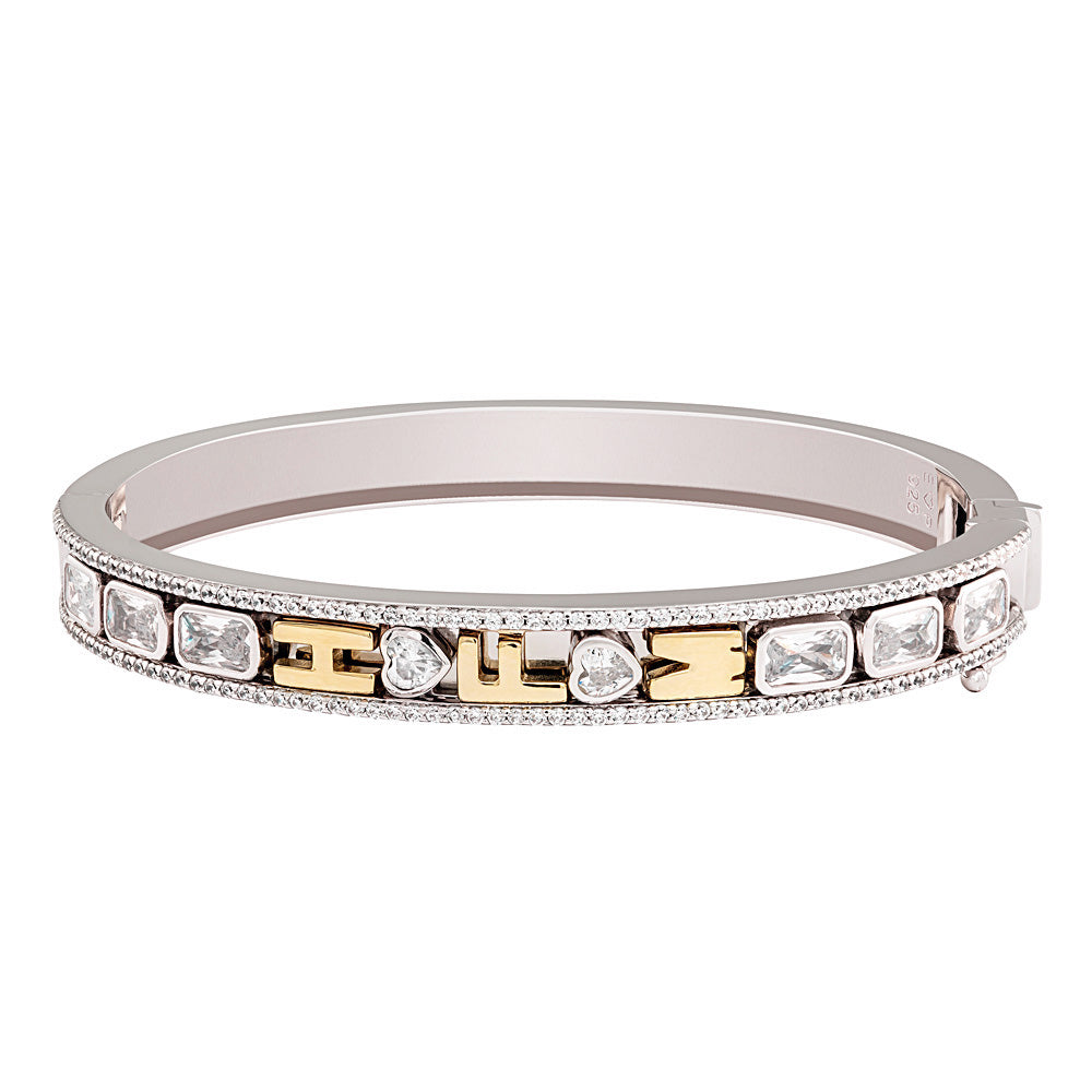 SMALL PAVE SKINNY SILVER BANGLE (WHITE)