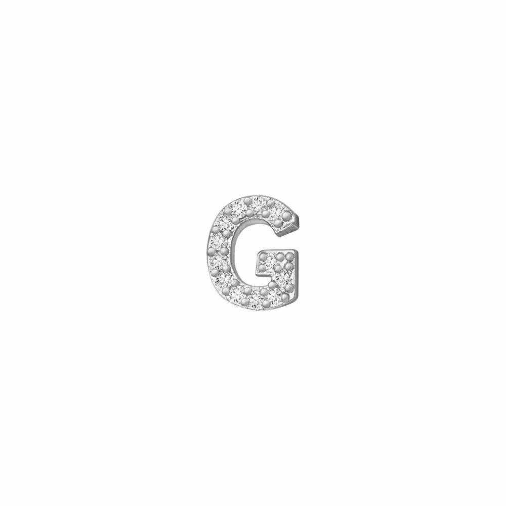 SKINNY SILVER G CHARM (WHITE)