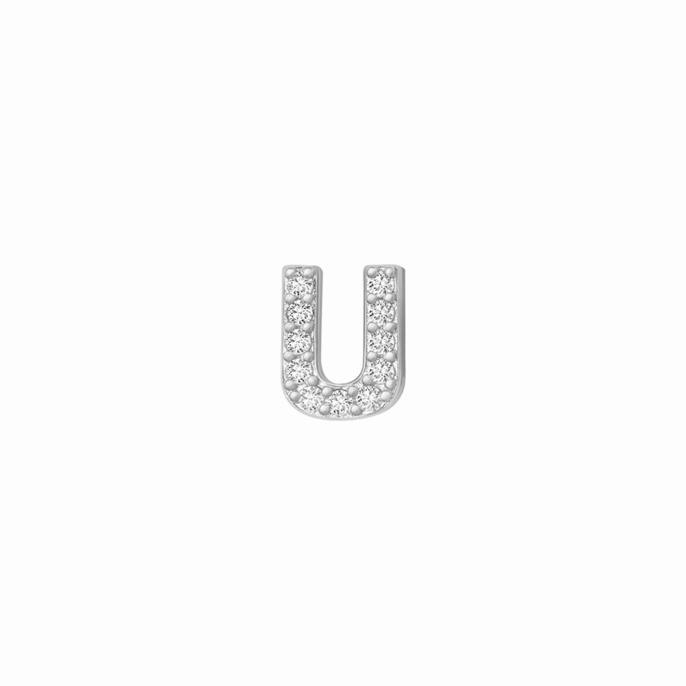 SKINNY SILVER U CHARM ( WHITE)