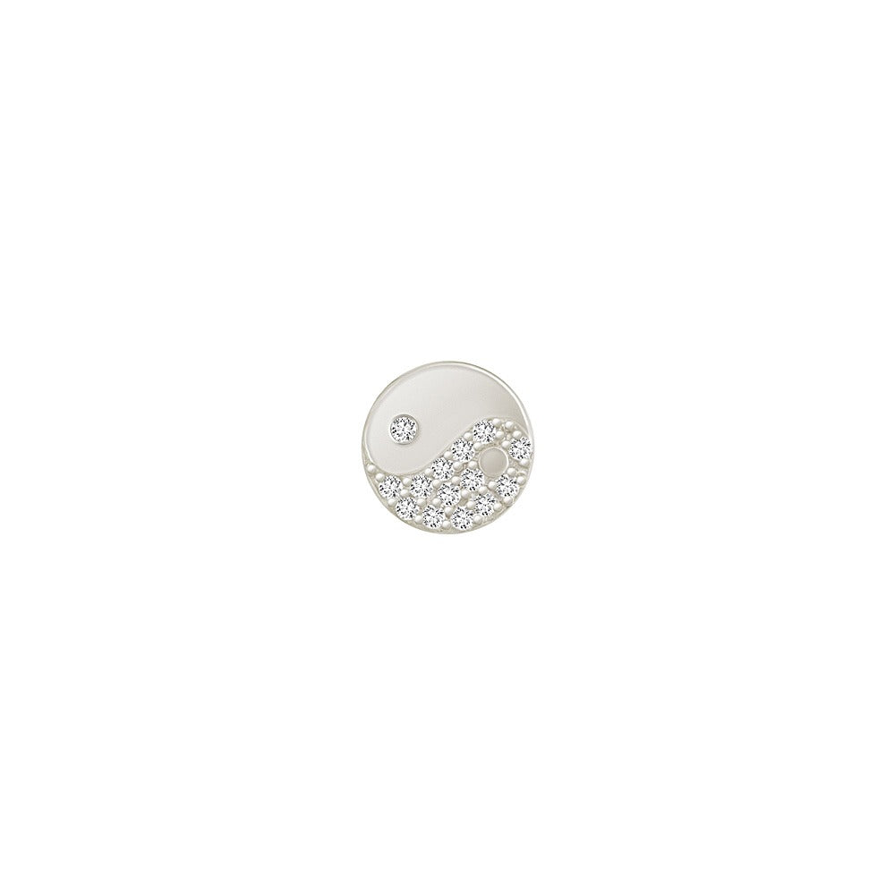 SKINNY SILVER YING YANG CHARM (WHITE)