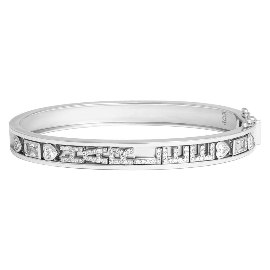 SMALL SKINNY SILVER BANGLE (WHITE)