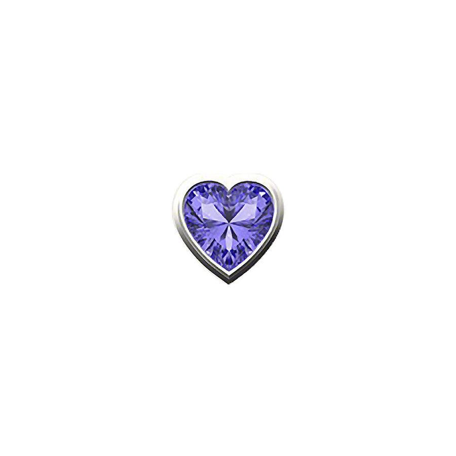 SKINNY SILVER PURPLE HEART CHARM (WHITE)