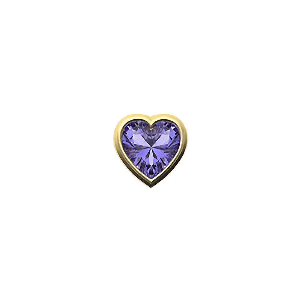 SKINNY SILVER PURPLE HEART CHARM (YELLOW)