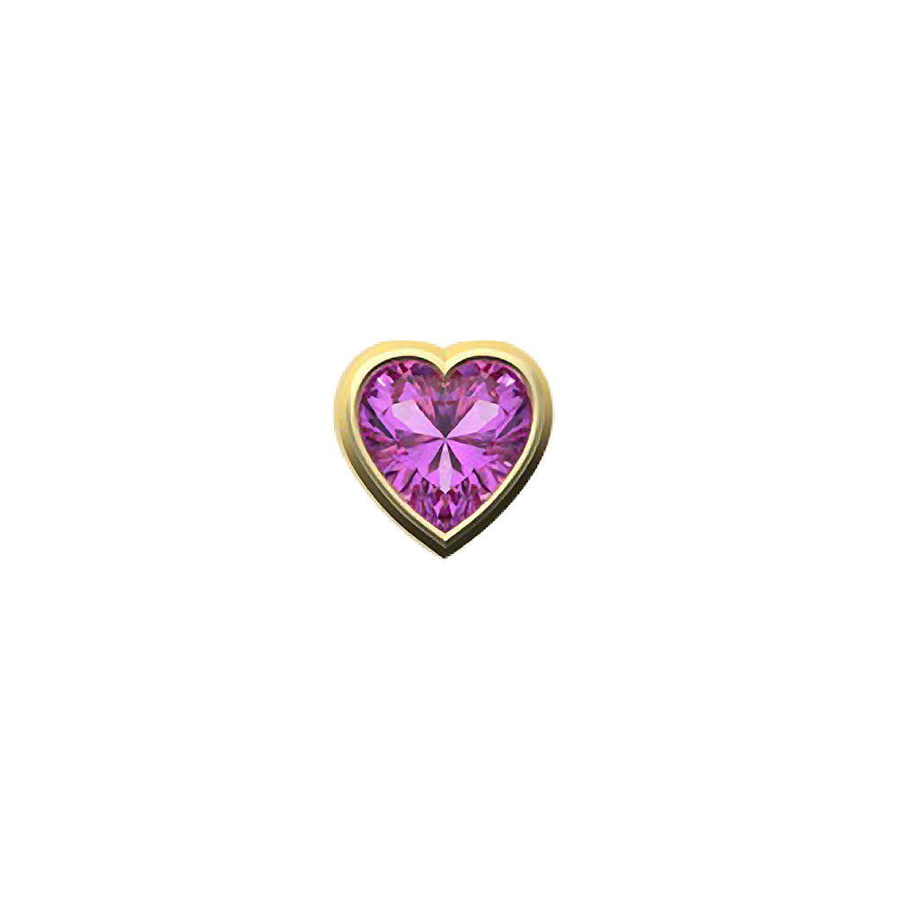 SKINNY SILVER PINK HEART CHARM (YELLOW)