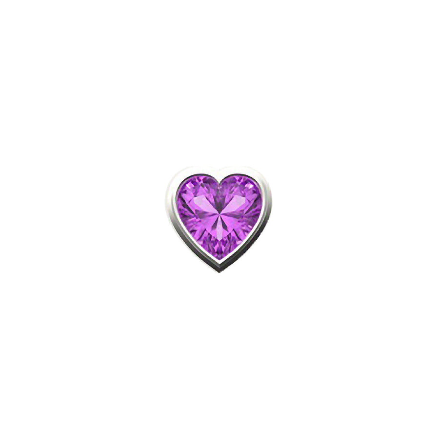 SKINNY SILVER PINK HEART CHARM (WHITE)
