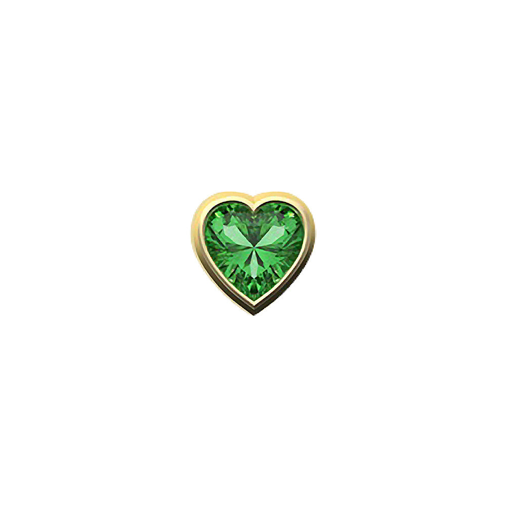 SKINNY SILVER GREEN HEART CHARM (YELLOW)