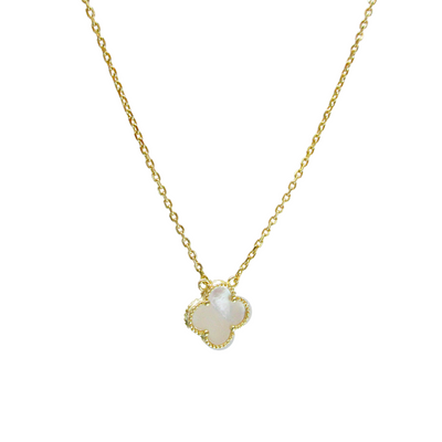 Small Mother of Pearl single clover necklace