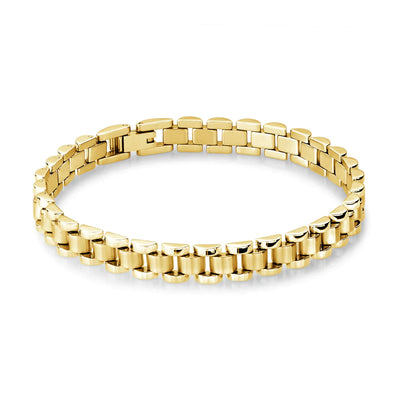Italgem Steel Gold Brush Centre Rolex-Design Bracelet