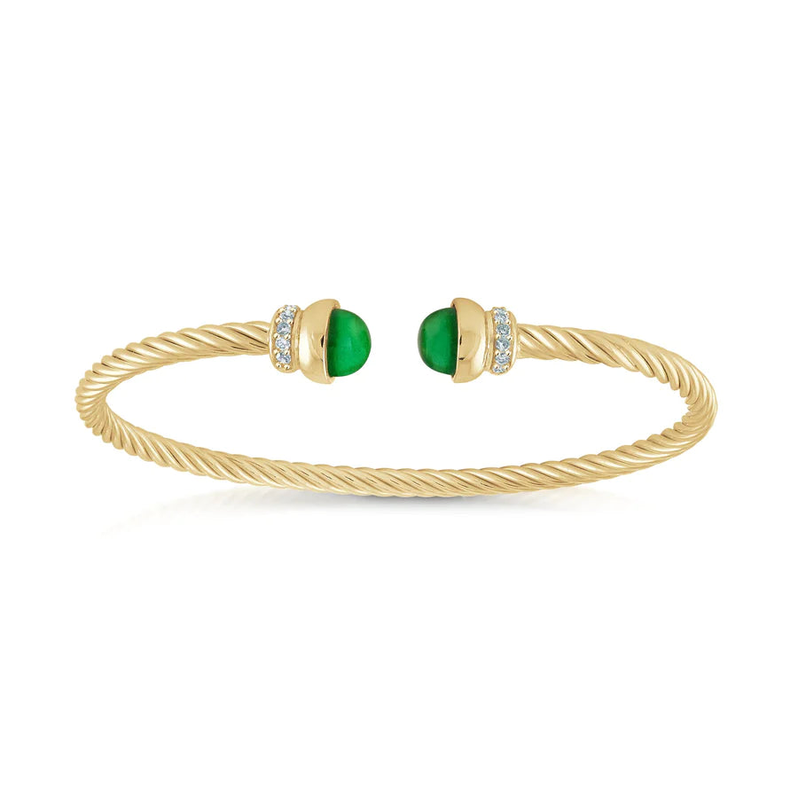 Green Cabochon Twist Bangle