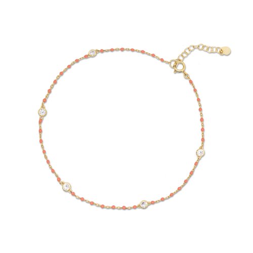 Gold Vermeil Peach Enamel Anklet
