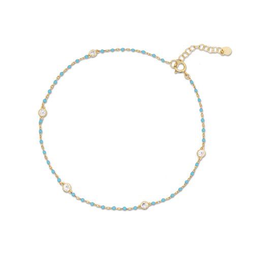 Gold Vermeil Turquoise Enamel Anklet